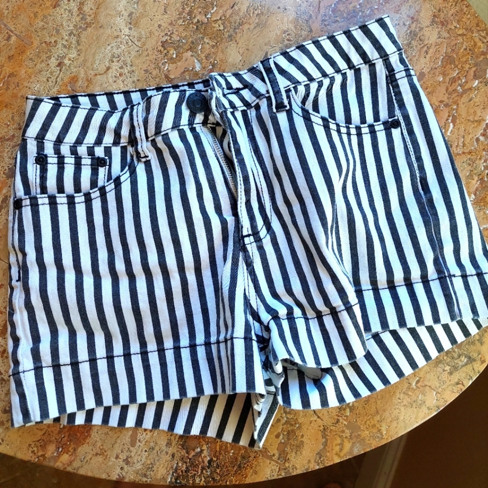 Striped Denim Jean Shorts